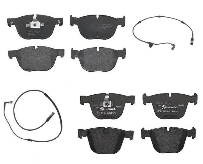 BMW Brake Pad Set Kit Front and Rear LowMet Brembo BM1557444KIT